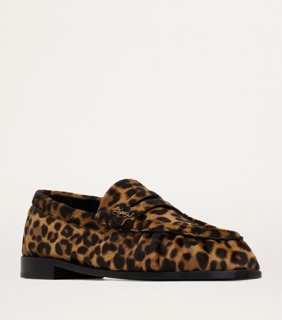 商品Yves Saint Laurent|Leather Leopard Loafers,价格¥10673,第3张图片详细描述