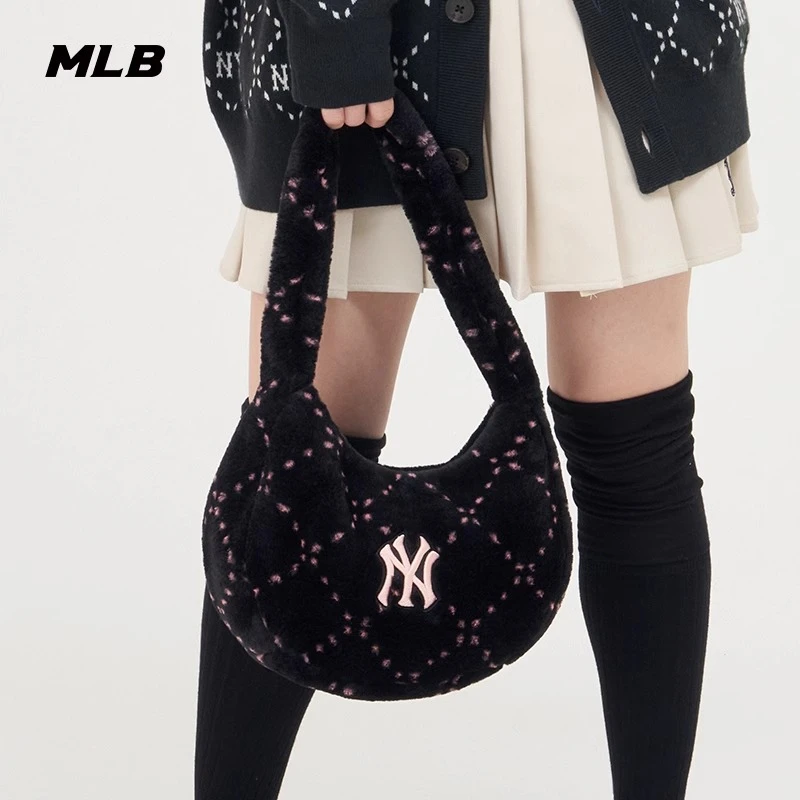 MLB官方男女情侣毛绒钻石老花腋下包时尚手提包秋季BQM08 商品