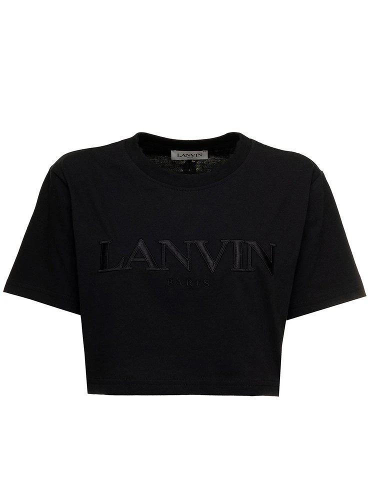 商品Lanvin|Lanvin Logo-Embroidered Crewneck Cropped T-Shirt,价格¥1432,第1张图片