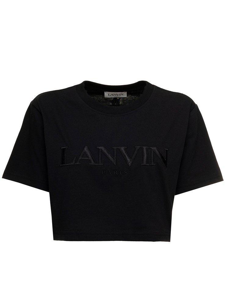 商品Lanvin|Lanvin Logo-Embroidered Crewneck Cropped T-Shirt,价格¥1619,第1张图片