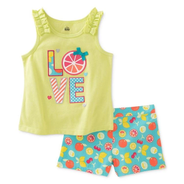 商品KIDS HEADQUARTERS|2-Pc. Love Tank & Shorts Set, Baby Girls (0-24 months),价格¥42,第1张图片