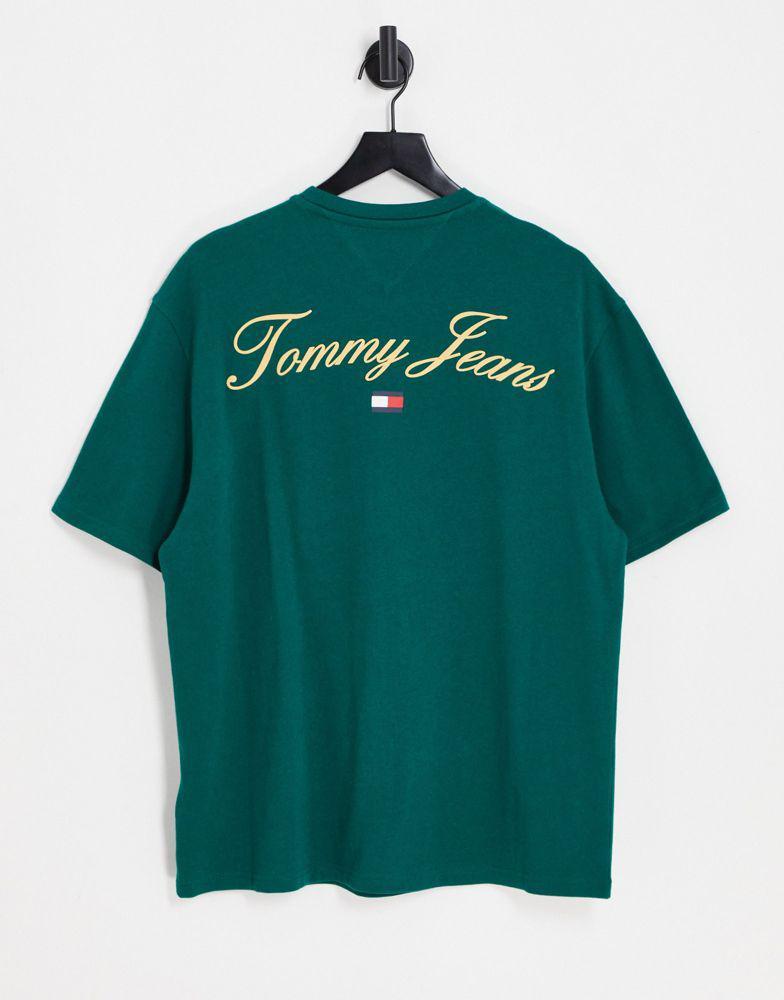 商品Tommy Jeans|Tommy Jeans skater fit modern prep back logo t-shirt in dark green,价格¥375,第1张图片