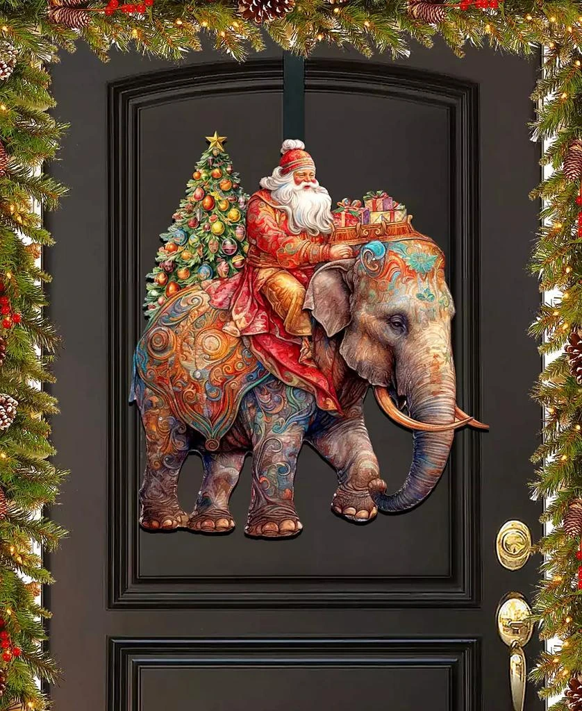 商品Designocracy|Santa on Elephant Christmas Wooden Door Decor Wall Decor G. DeBrekht,价格¥1099,第1张图片