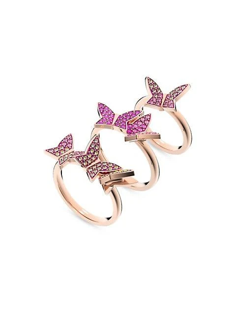 商品Swarovski|Lilla 3-Piece Rose Goldplated Crystal Butterfly Ring Set,价格¥1376,第1张图片