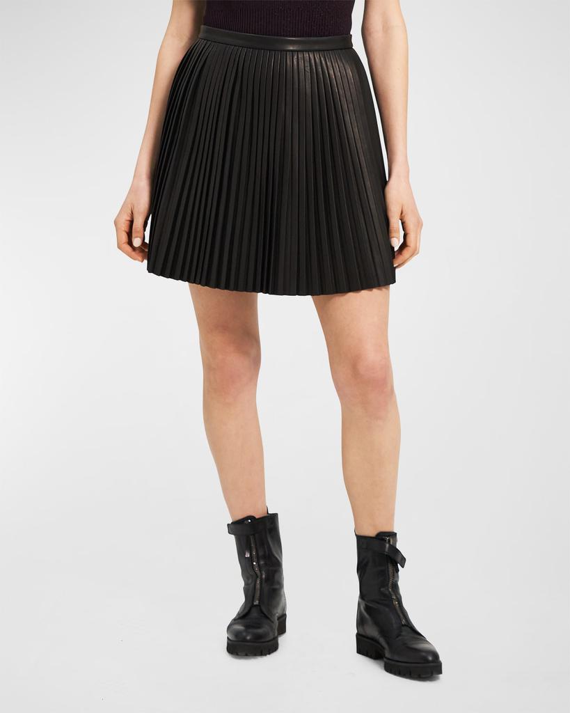 Pleated Leather Mini Skirt商品第1张图片规格展示