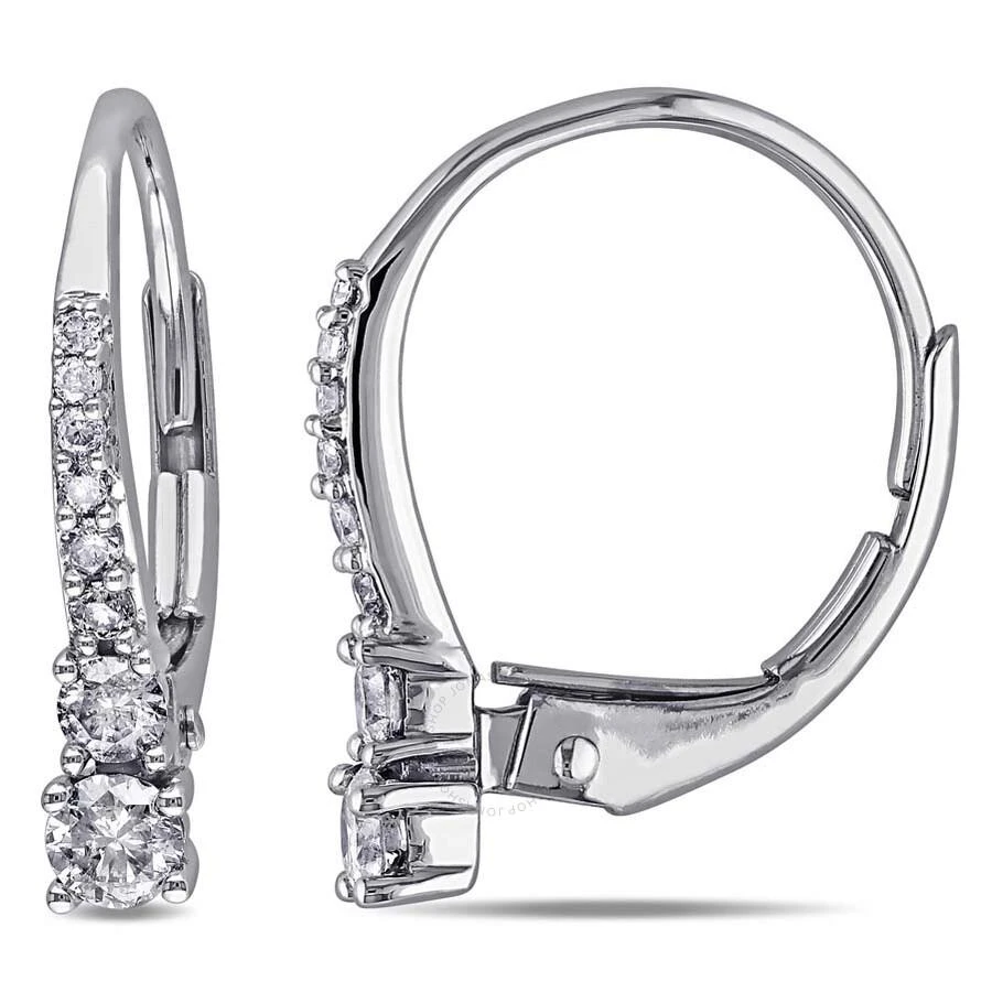 商品Amour|1/3 CT TW Diamond Leverback Earrings In 10K White Gold,价格¥3119,第1张图片