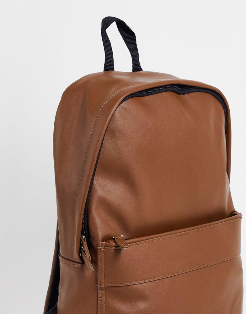 商品ASOS|ASOS DESIGN backpack in brown faux leather,价格¥254,第5张图片详细描述