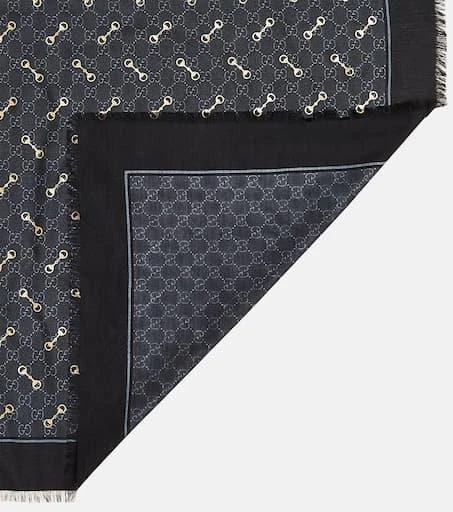 商品Gucci|GG and Horsebit真丝混纺围��巾,价格¥5417,第4张图片详细描述