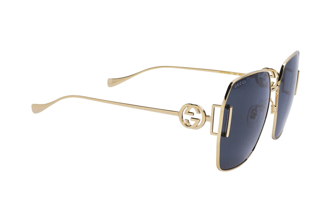 商品[国内直发] Gucci|古驰 镂空双G互扣式设计时尚百搭 合金镜架 不规则形 太阳眼镜 女款 金色,价格¥2528,第6张图片详细描述