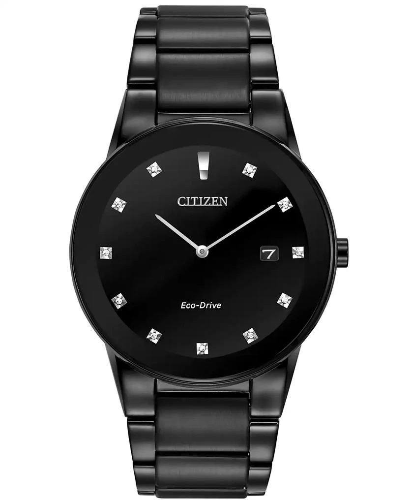 商品Citizen|Men's Eco-Drive Axiom Diamond Accent Black Ion-Plated Stainless Steel Bracelet Watch 40mm AU1065-58G,价格¥2715,第1张图片