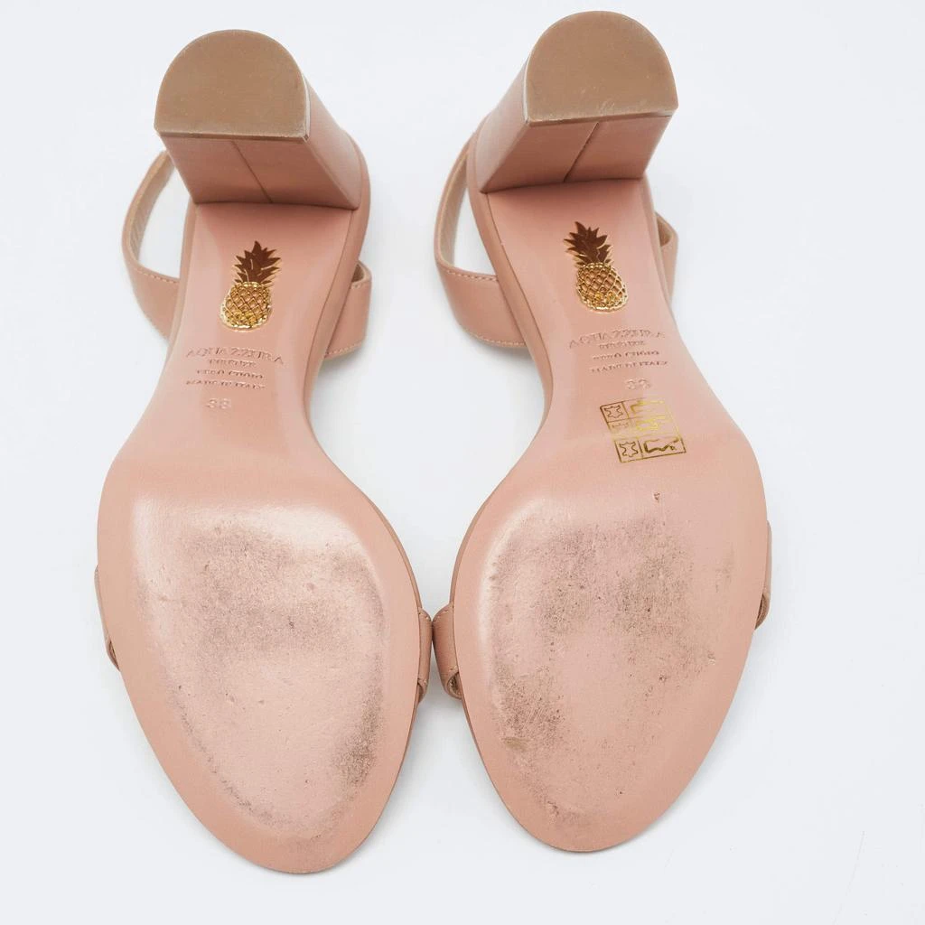 Aquazzura Powder Pink Leather So Nude Slingback Sandals Size 38 商品