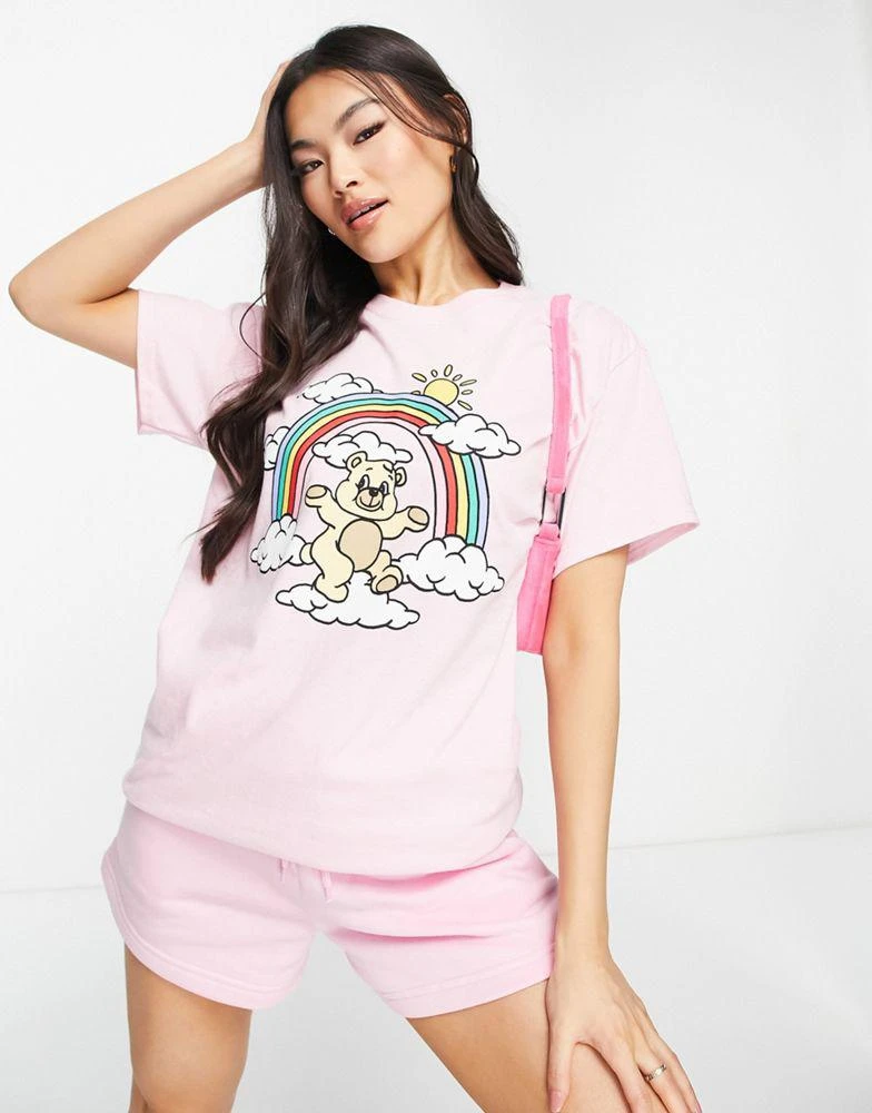 商品New Love Club|New Love Club oversized t-shirt with cute bear print in pink,价格¥110,第1张图片