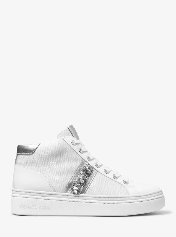 商品Michael Kors|Chapman Embellished Leather and Canvas High-Top Sneaker,价格¥670,第2张图片详细描述