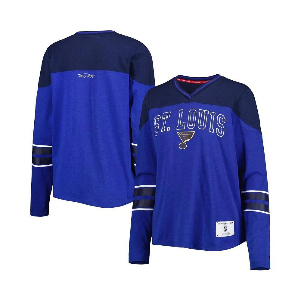 商品Tommy Hilfiger|Women's Blue St. Louis Blues Abigail V-Neck Long Sleeve T-shirt,价格¥307,第1张图片