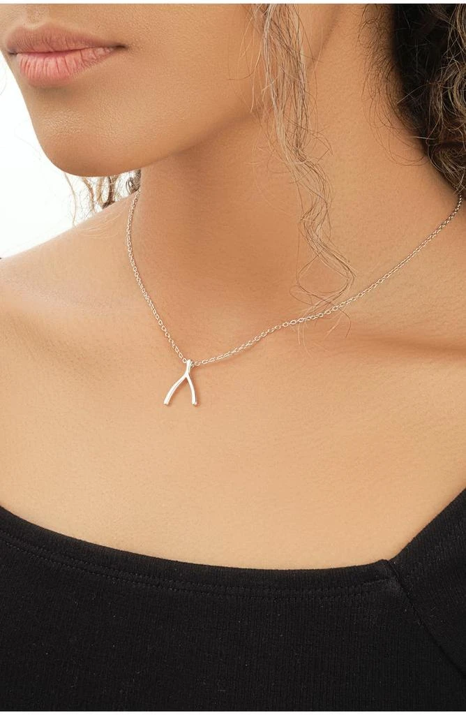 商品Sterling Forever|Rhodium Plated Wishbone Pendant Necklace,价格¥174,第2张图片详细描述