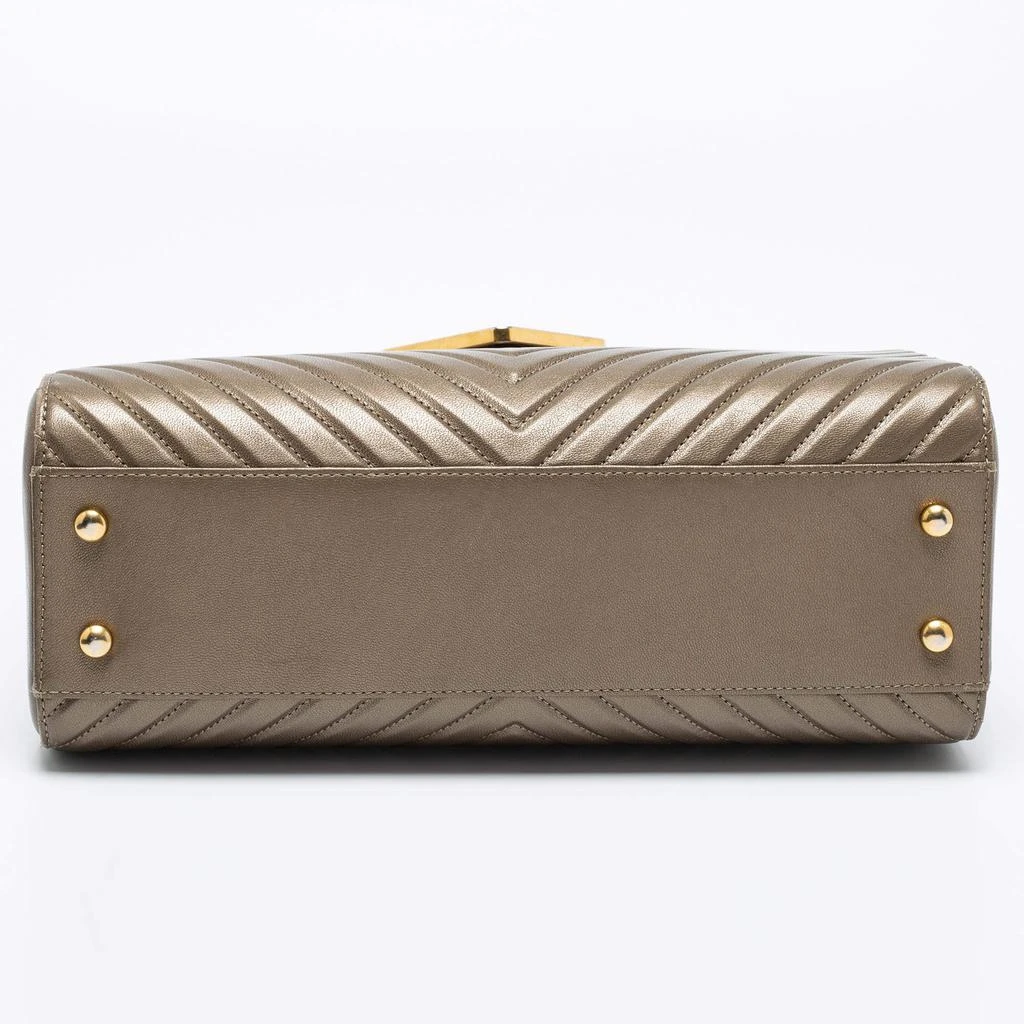 Chanel Metallic Olive Green Chevron Quilted Leather Collar And Tie Shoulder Bag 商品
