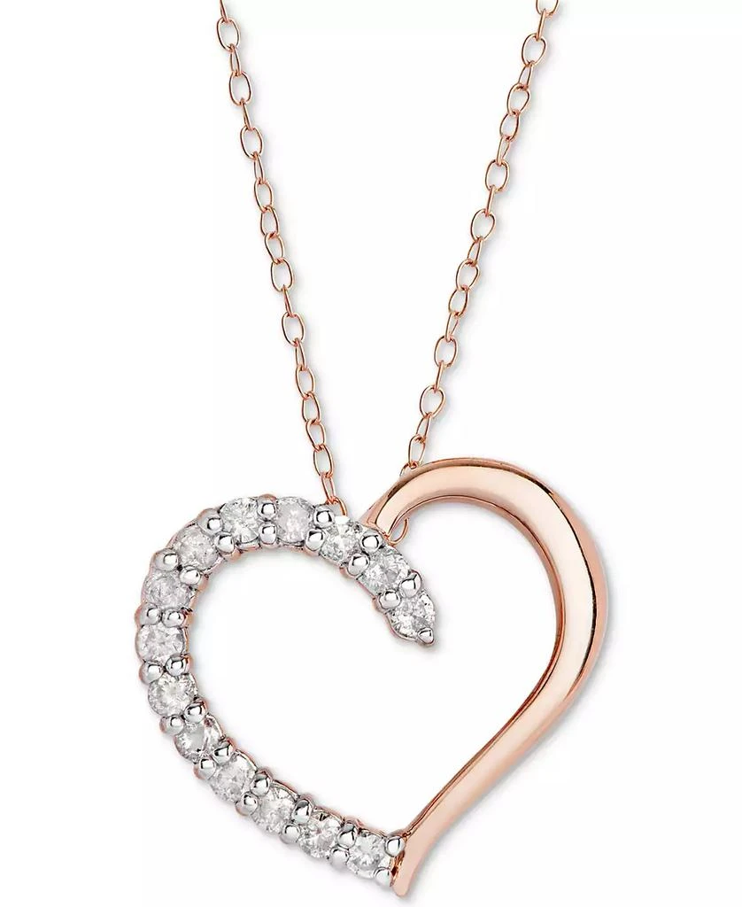 商品Macy's|Diamond Heart Pendant Necklace (1/2 ct. t.w.) in Sterling Silver, 16 inches + 2 inch extender,价格¥2749,第1张图片