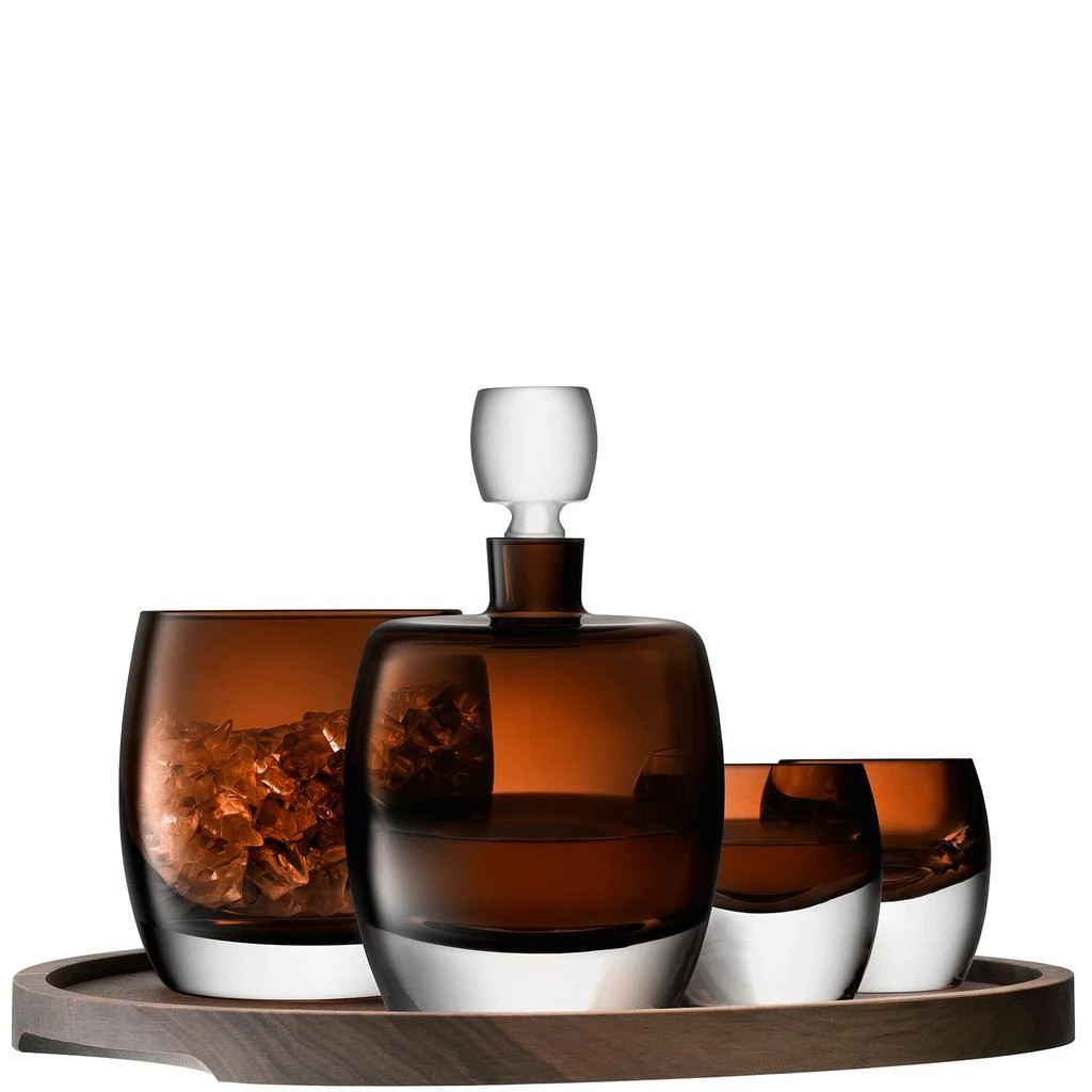 商品LSA International|Whisky club connoisseur set & walnut-cork serving tray peat brown *,价格¥4281,第1张图片
