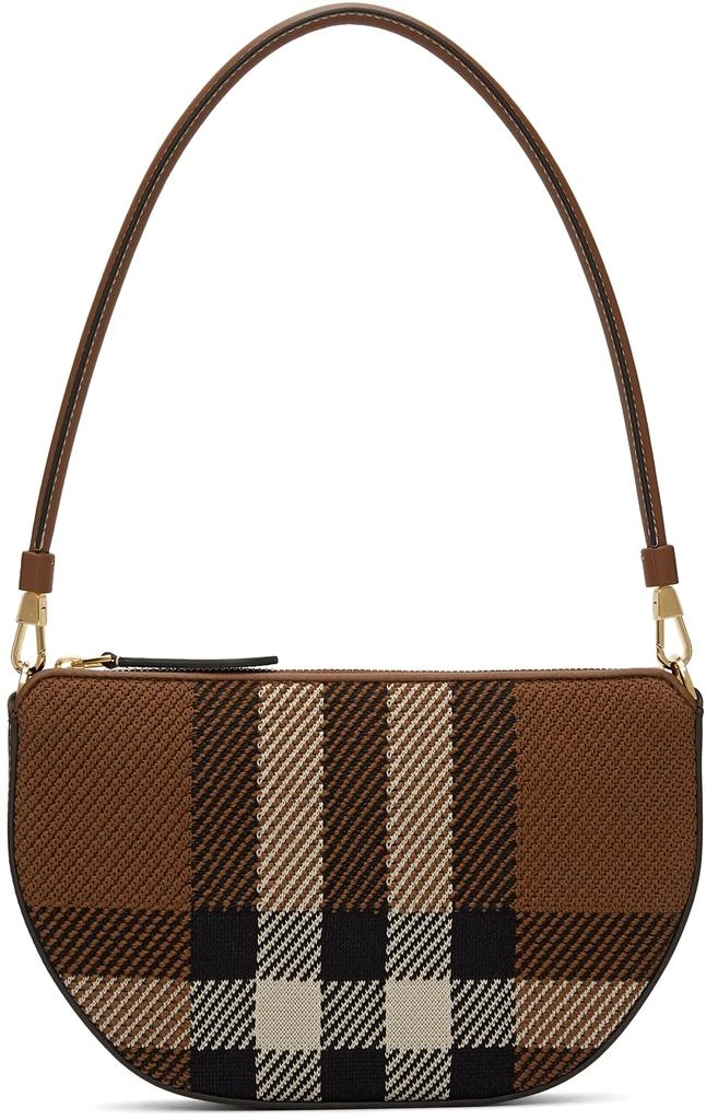 商品Burberry|Brown Knit Olympia Check Shoulder Bag,价格¥7894,第4张图片详细描述