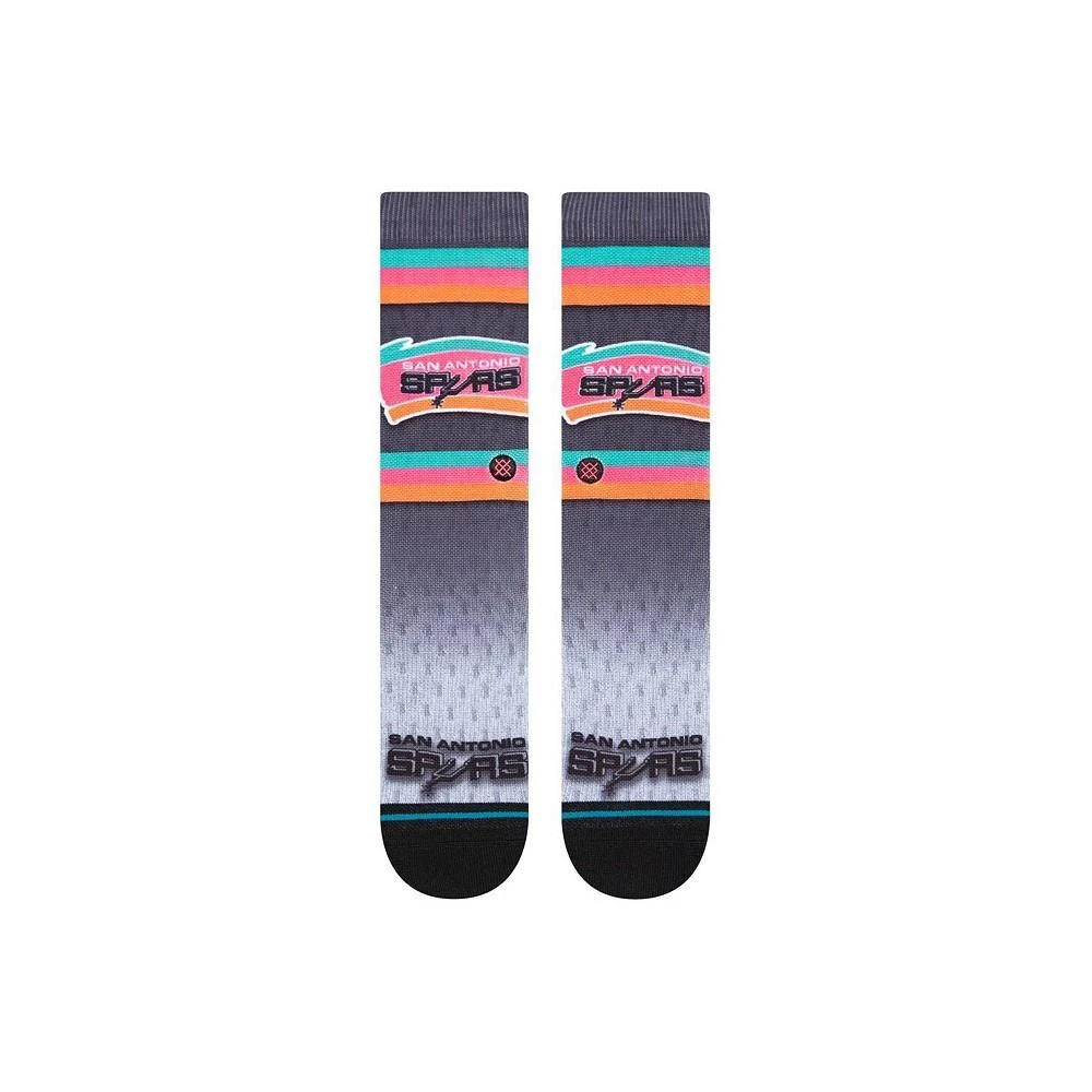 商品Stance|Men's Black San Antonio Spurs Hardwood Classics Fader Collection Crew Socks,价格¥168,第2张图片详细描述