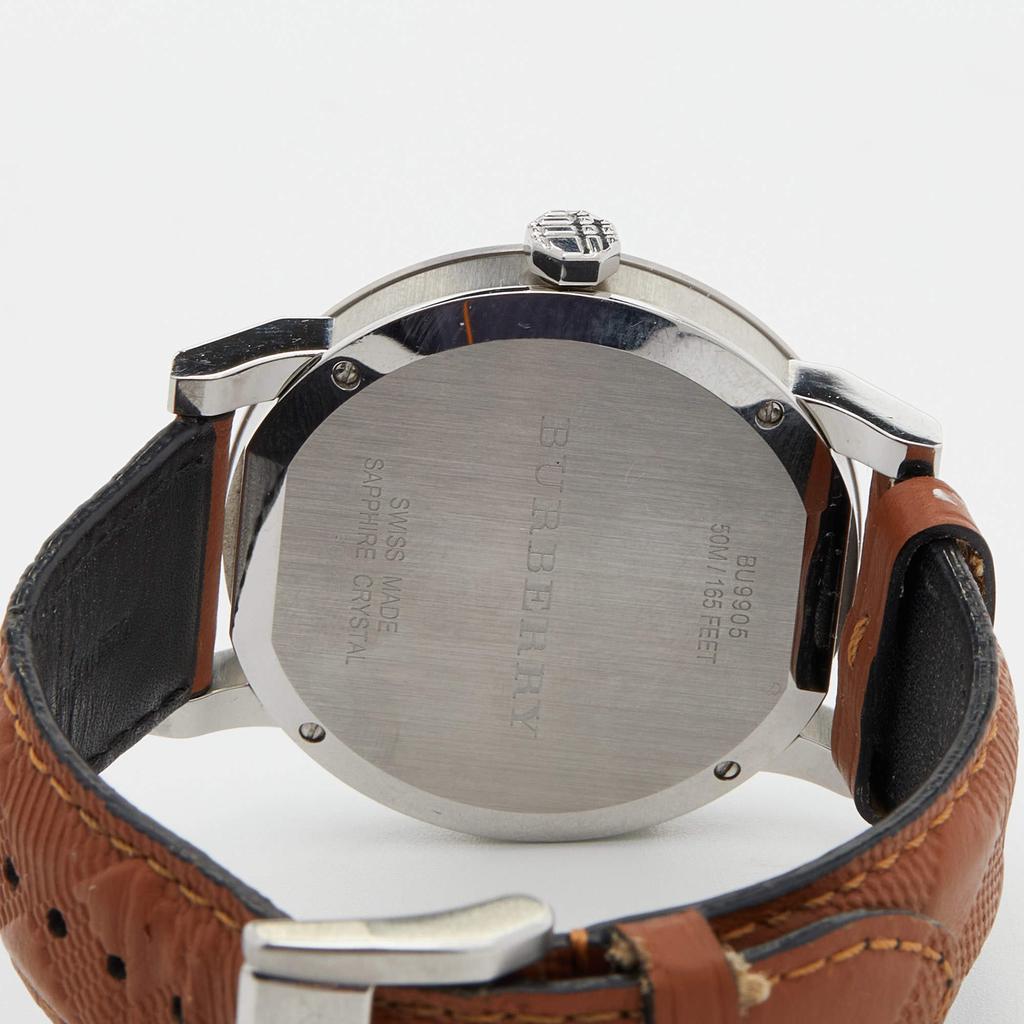Burberry Black Stainless Steel Leather The City BU9905 Men's Wristwatch 42 mm商品第4张图片规格展示