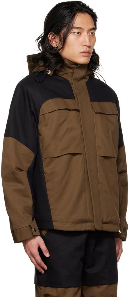 黑色 & 棕色拼接夹克商品第2张图片规格展示