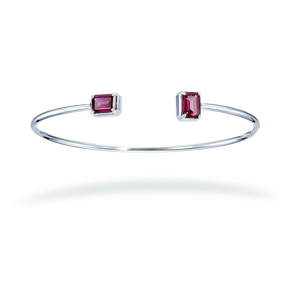 商品Vir Jewels|Garnet Cuff Bangle With Rhodium Plating (1.50 CT),价格¥397,第3张图片详细描述