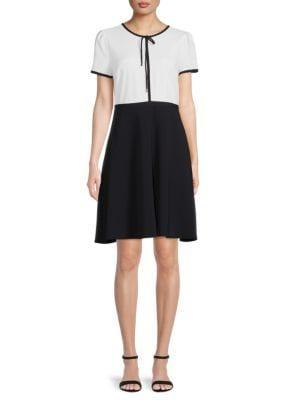 商品Karl Lagerfeld Paris|Scuba Colorblock Crepe Dress,价格¥446,第1张图片