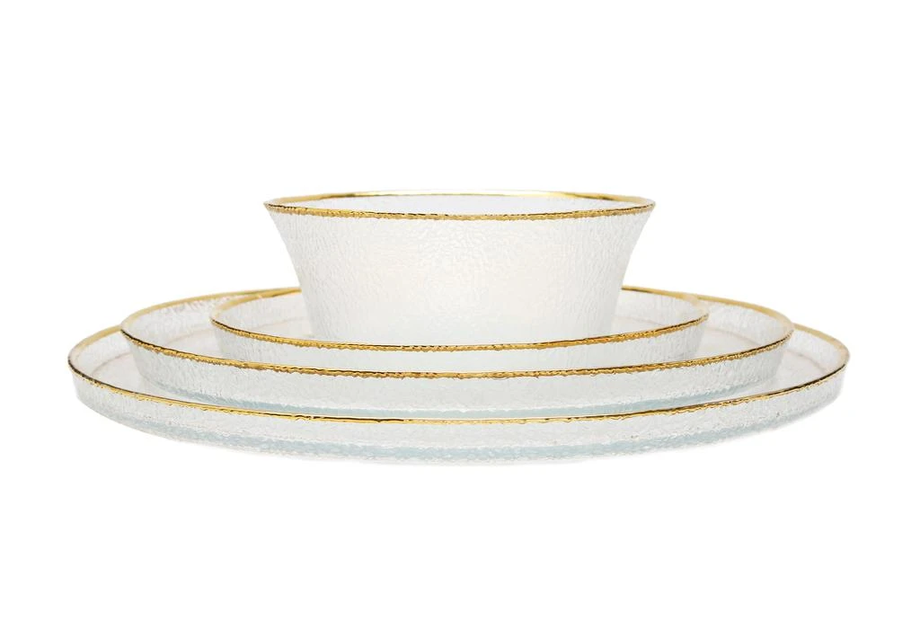 商品Classic Touch Decor|Set of 4 Pebbled Glass Dinner Plates Raised Rim with Gold Border,价格¥946,第3张图片详细描述