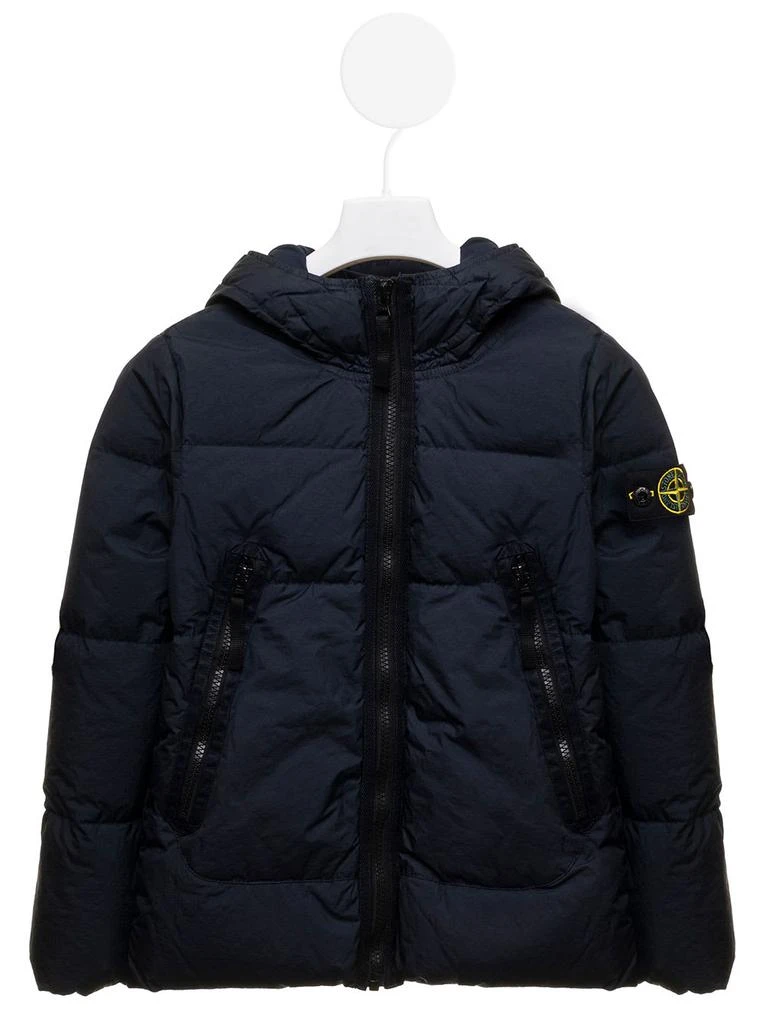 商品Stone Island Junior|Stone Island Junior Blue Quilted Nylon Down Jacket With Logo Stone Island Kids Boy,价格¥3618,第1张图片