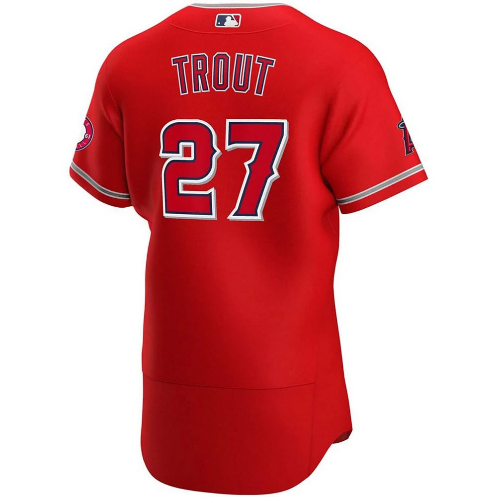 商品NIKE|Men's Mike Trout Red Los Angeles Angels Alternate Authentic Player Jersey,价格¥3335,第3张图片详细描述