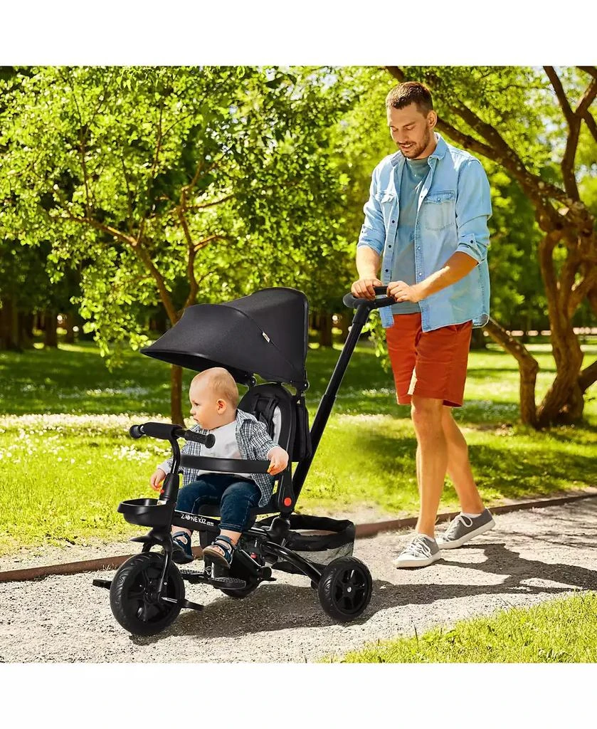 商品Qaba|4 in 1 Adjustable Baby Tricycle w/ Removable Handle, Brake, Cover,价格¥774,第2张图片详细描述