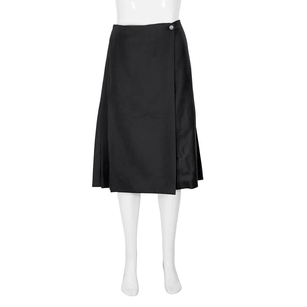 Black Pleated Wrap Skirt商品第1张图片规格展示