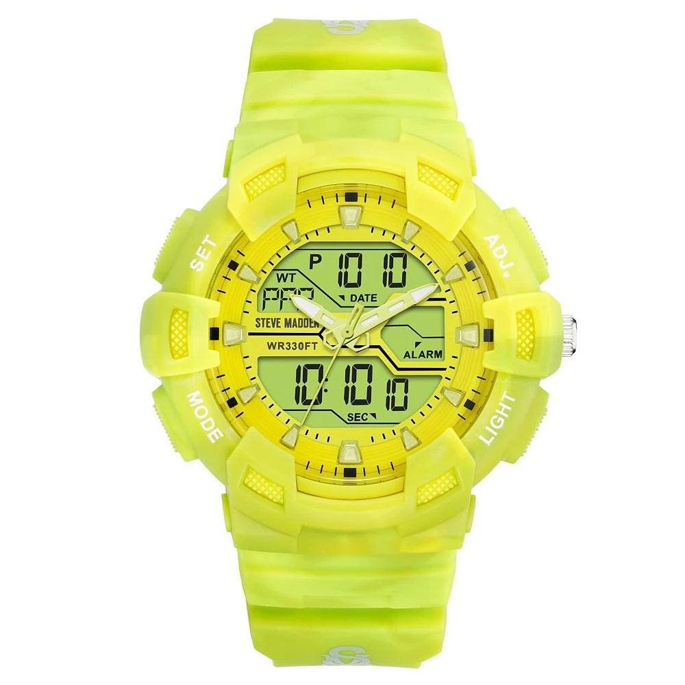 商品Steve Madden|Women's Bright Lime Green Plastic Strap Digital Watch, 50mm,价格¥524,第1张图片