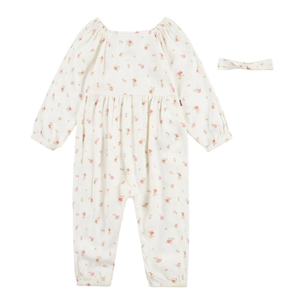 商品Levi's|Baby Girls Long Sleeve Floral Jumpsuit and Headband, 2 Piece Set,价格¥171,第1张图片