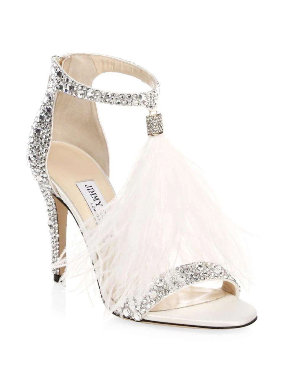 商品Jimmy Choo|Jimmy Choo - Viola Feather-Tassel Crystal-Embellished Satin Sandals,价格¥5706,第1张图片