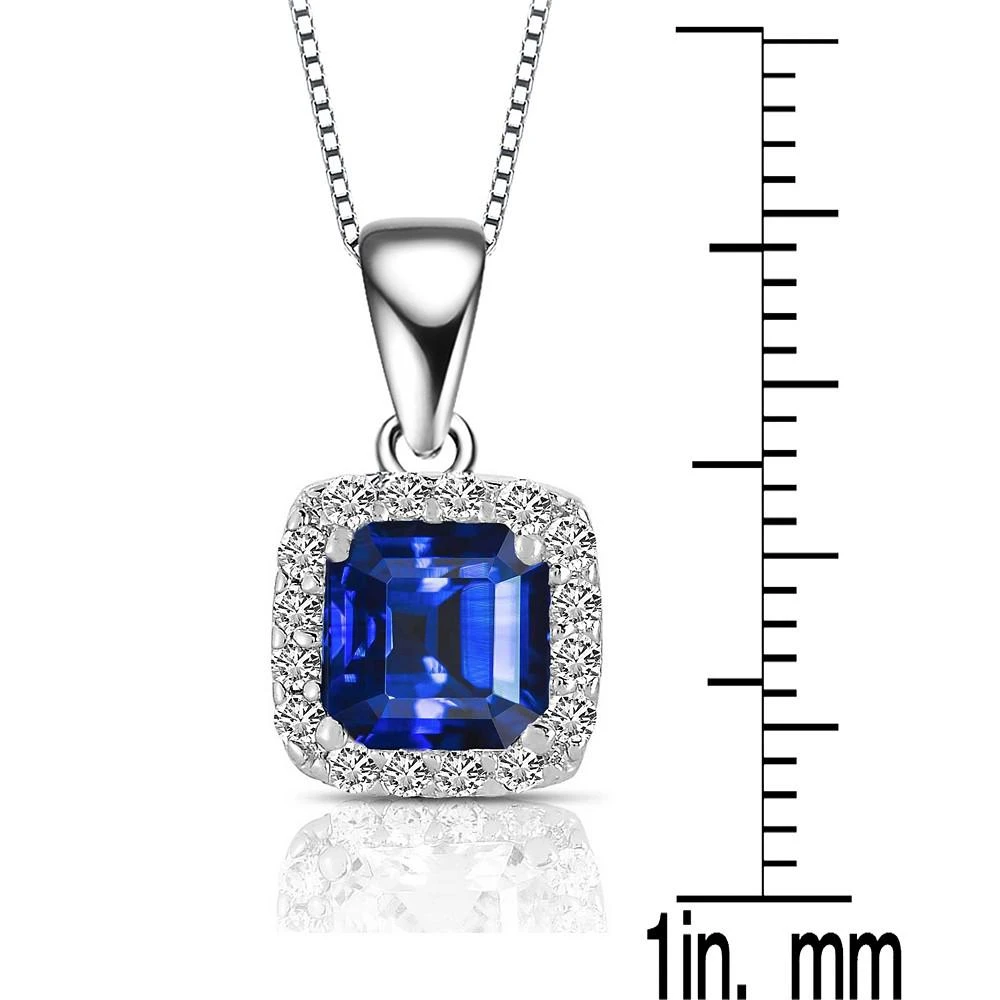 商品Genevive|Sterling Silver White Gold Plating Cubic Zirconia Asscher Cut Drop Pendant,价格¥469,第3张图片详细描述