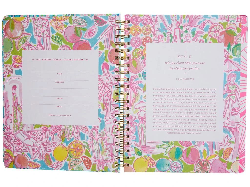 商品Lilly Pulitzer|Lilly Pulitzer Jumbo 2021-2022 Planner Daily Weekly Monthly, Hardcover Agenda Dated Aug 2021 - Dec 2022, 17 Month Calendar with Notes Pages, Stickers, Pocket, & Laminated Dividers, Cabana Cocktail,价格¥186,第2张图片详细描述