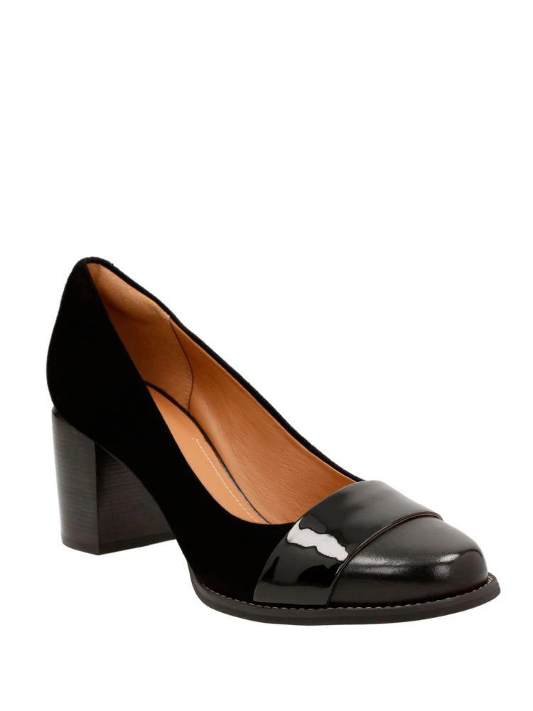商品Clarks|Tarah Brae Leather and Suede Block Heel Pumps,价格¥752,第1张图片
