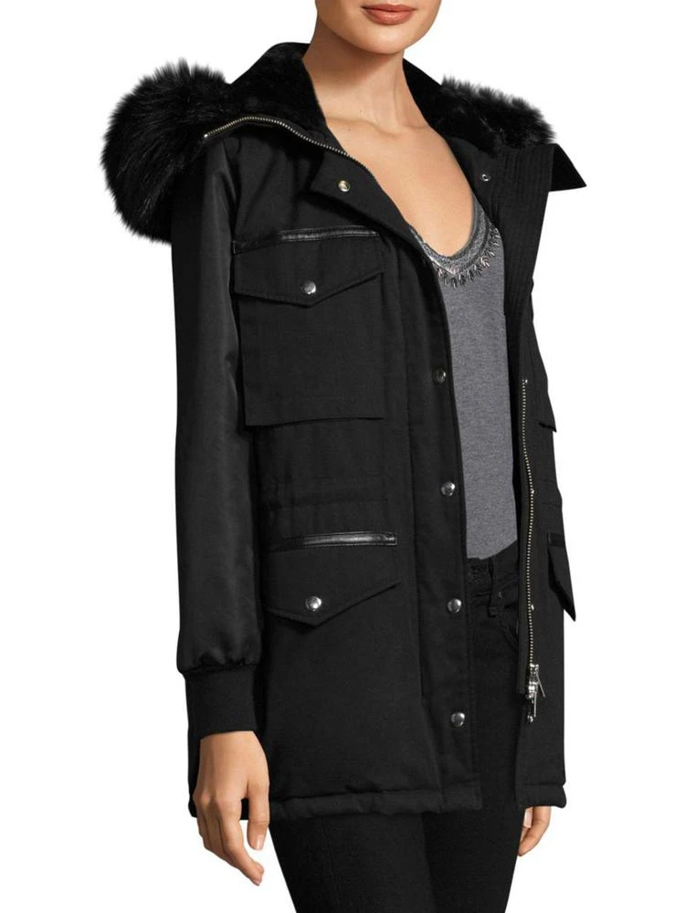 商品The Kooples|Leather Trim Twin-Fabric Parka,价格¥2084,第3张图片详细描述