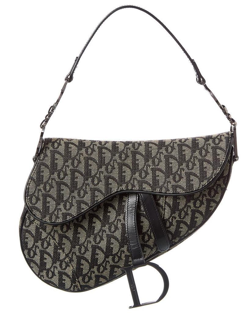 商品[二手商品] Dior|Dior Beige Canvas Oblique Saddle Bag (Authentic Pre-Owned),价格¥18767,第1张图片