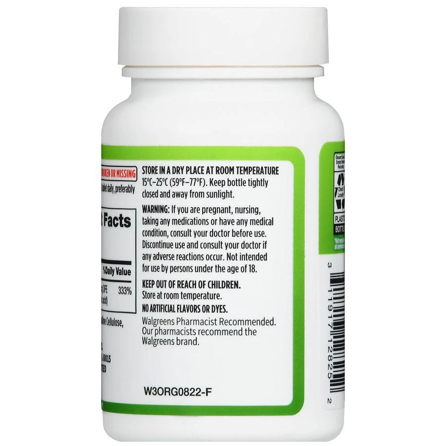 商品Walgreens|Folic Acid 1333 mcg DFE Tablets,价格¥49,第4张图片详细描述