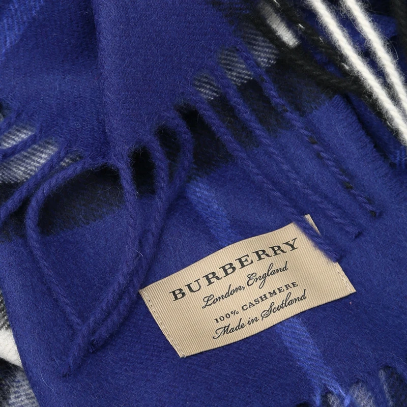 Burberry 博柏利 羊绒亮蓝宝石蓝条纹色 男士围巾 4030504 商品