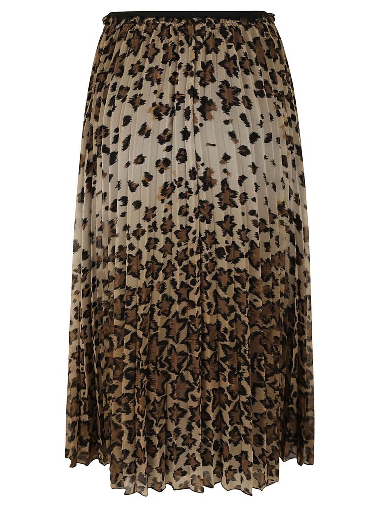 RED Valentino Animalier Print Pleated Skirt商品第2张图片规格展示