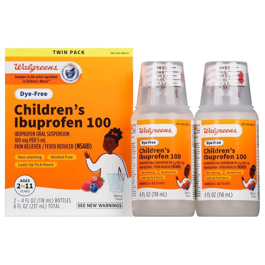 商品Walgreens|Children's Dye-Free Ibuprofen 100 Oral Suspension Berry,价格¥90,第1张图片