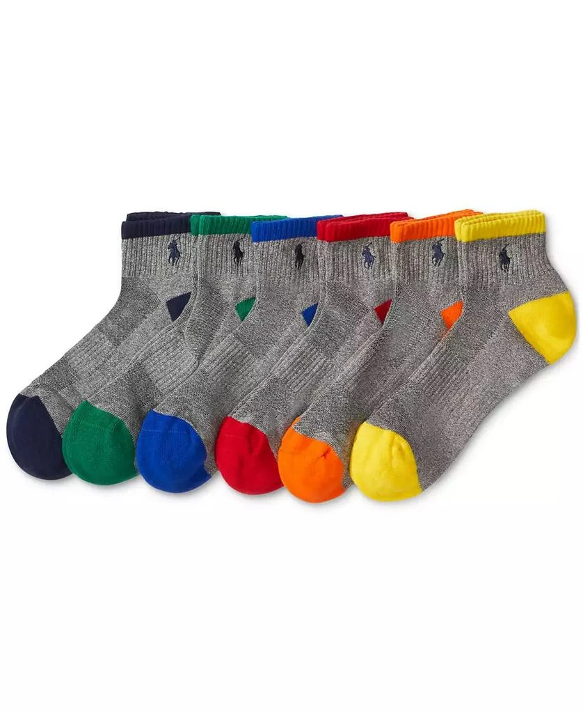 商品Ralph Lauren|Men's 6-Pk. Performance Tipped Color Heel Toe Quarter Socks,价格¥225,第2张图片详细描述