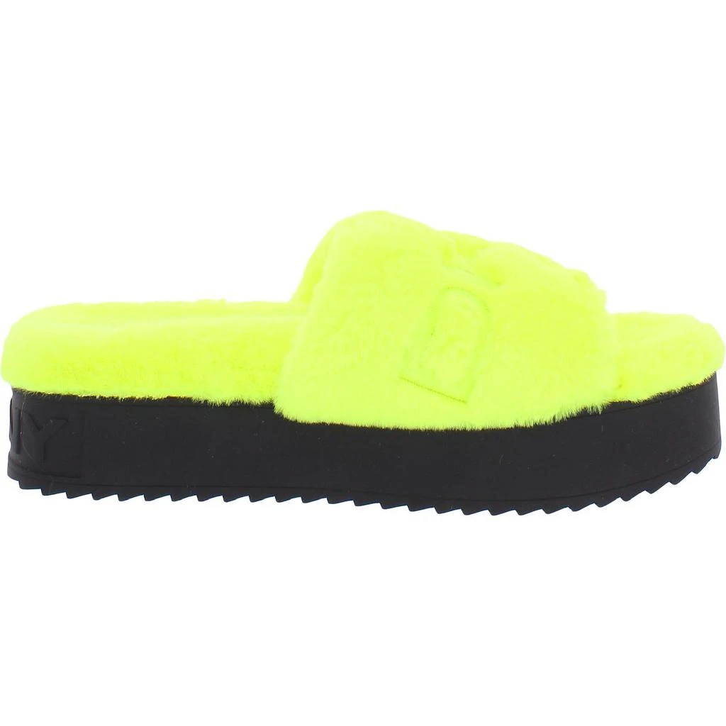 DKNY Womens Palz Faux Fur Fluorescent Slide Slippers 商品