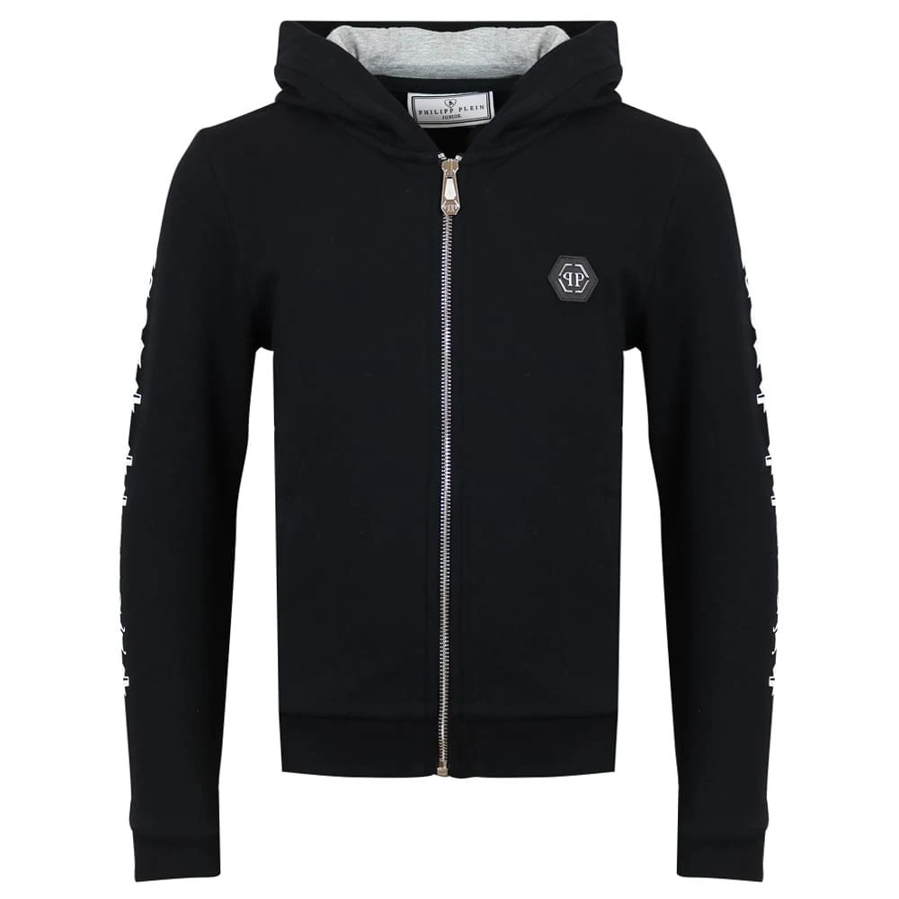 商品Philipp Plein|Black & White Skull Zip Up Hoodie,价格¥1114,第1张图片