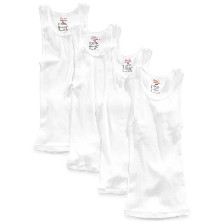 商品Hanes|Platinum 4-Pk. Cotton Tank Undershirts, Little Boys & Big Boys,价格¥158,第1张图片