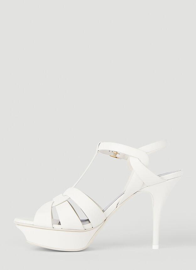 商品Yves Saint Laurent|Tribute Heeled Sandals in White,价格¥6914,第5张图片详细描述